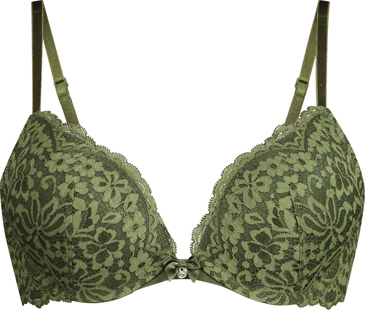 Hunkemöller Dames Lingerie Voorgevormde Push-up Beugel Bh Rose - Groen - Maat B80 3 Hunkemöller Dames Lingerie Voorgevormde Push-up Beugel Bh Rose - Groen - Maat B80