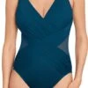 Miraclesuit Women's Solids Illusionists Crossover Badpak Groen 46