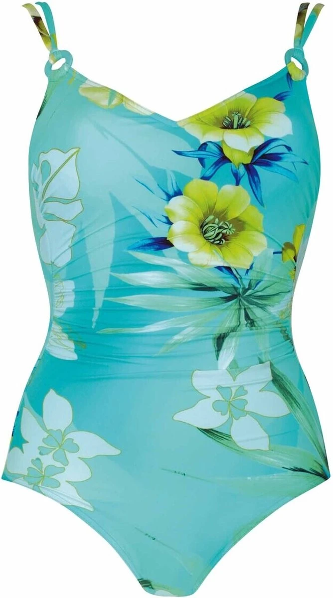 Sunflair - Badpak Met Beugel - Turquoise Met Bloemen - Maat 42 D-cup 3 Sunflair - Badpak Met Beugel - Turquoise Met Bloemen - Maat 42 D-cup