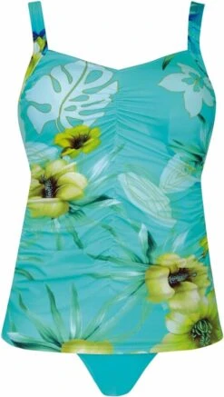 Sunflair - Prothese Tankini - Turquoise Met Bloemen - Maat 46C