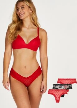 Hunkemöller Dames Lingerie 3-pack Brazilian Mesh - Rood - Maat L -Triumph Winkel 860x1200 1