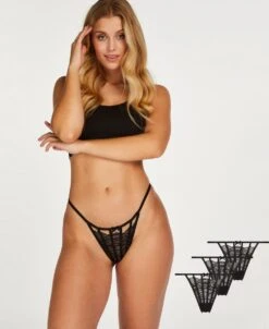 Hunkemöller Dames Lingerie 3-pack Strings Maxime - Zwart - Maat XL -Triumph Winkel 980x1200